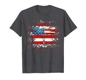 Retro Vintage Patriotic US Flag Dragonfly Tshirt Gifts