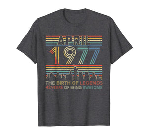 April 1977 T-Shirt 42nd Birthday Gifts 42 Year Old TShirt