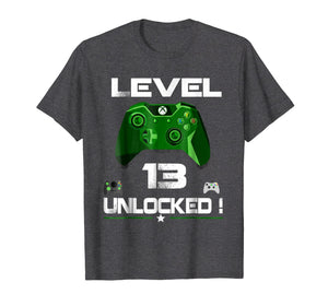 Level 13 Unlocked Birthday T Shirt 13th Video Gamer Boy Gift