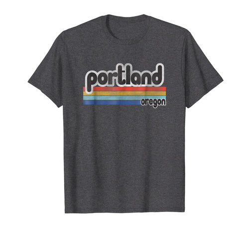 Vintage Portland Oregon T-Shirt Retro Rainbow Tee