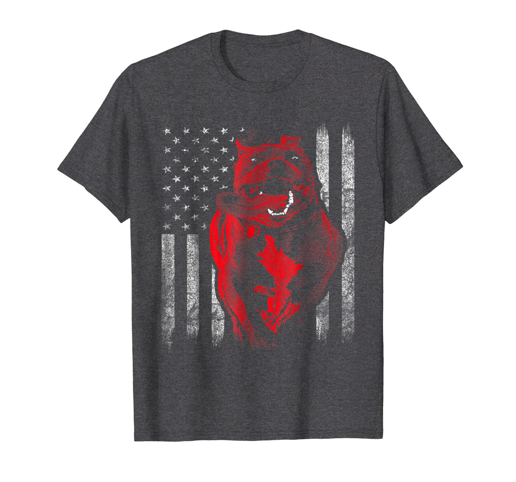 Mens American Bully Pit Bull Dog With American Flag T-Shirt