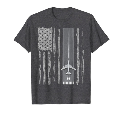 Vintage Runway US Flag Shirt Airplanes Pilot Pilots Gift Tee