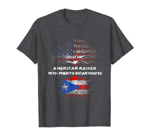 American Raised with Puerto Rican Roots USA Flag T-Shirt