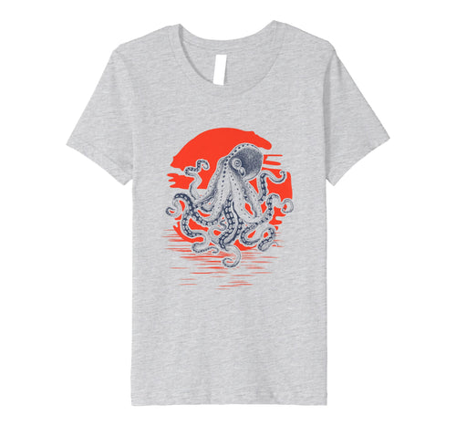 Sunrise Octopus T-Shirt Throwback Retro Vintage Surfer Tee