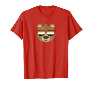 Mens Gay Bear Wearing Bear Pride LGBTQ Flag Sunglasses T-Shirt