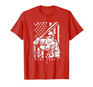 Mike Trout Player Illustration Flag T-Shirt - Apparel