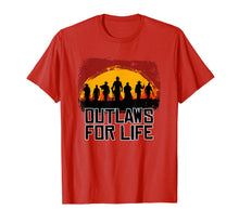 Load image into Gallery viewer, Outlaws For Life Tshirt Red Sunset Cowboys Redemptions RDR2
