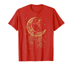 Mystical Pagan Filigree Moon and Stars Shimmer Gold Shirt