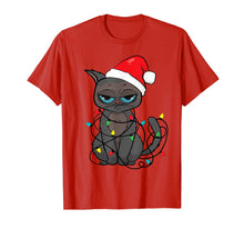 Load image into Gallery viewer, Christmas Cat Shirt | Funny Santa Hat &amp; Xmas Lights Cat Gift T-Shirt
