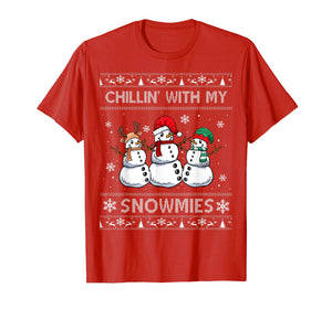 Chillin With My Snowmies Funny Ugly Christmas Pajama Xmas T-Shirt