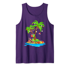 Christmas Palm Tree Tropical Xmas Coconut Lights Pajama Tank Top