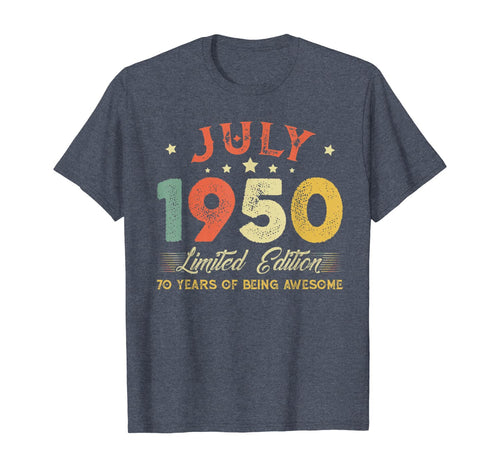 July 1950 70 Years Old Vintage 70th Birthday Gifts T-Shirt