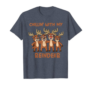 Chillin With My Reindeer Christmas Boys Girls Kids Xmas T-Shirt