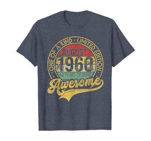 Vintage August 1960 60 Years Born In 1960 60th Birthday Gift T-Shirt