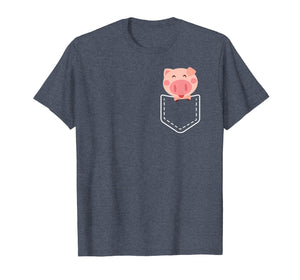 Cute Pig Pocket Shirt Funny Gift for Women Girls T-Shirt
