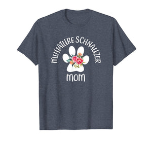 Miniature Schnauzer Mom Shirt Floral Dog Paw Gift For Her
