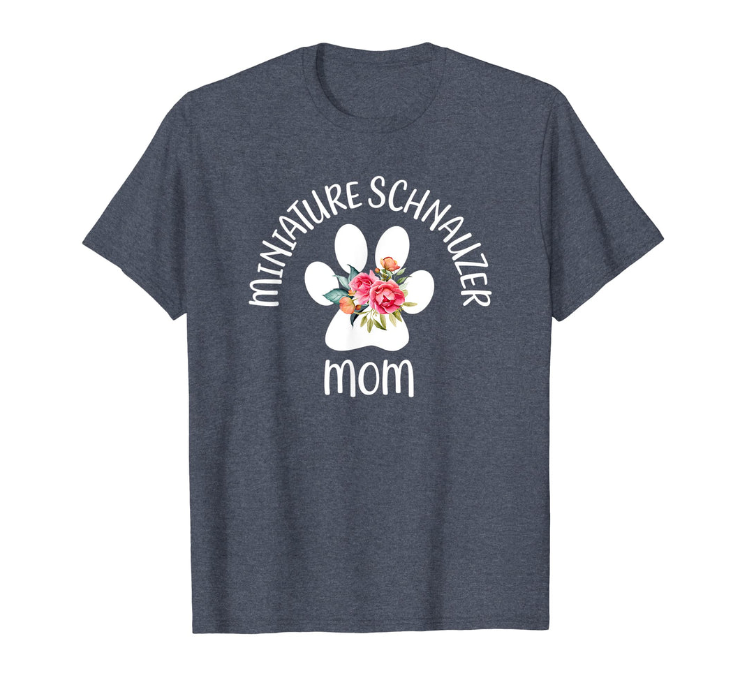 Miniature Schnauzer Mom Shirt Floral Dog Paw Gift For Her