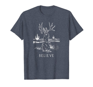 Believe Jackalope T Shirt, Cryptid Rabbit Bunny Tee Apparel