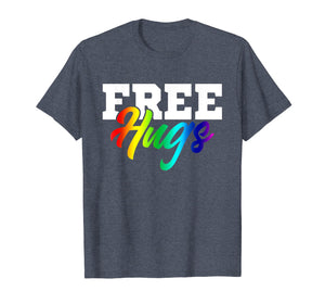 Rainbow Colors Free Hugs LGBT Funny Gift Tshirt