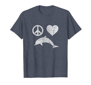 Dolphin Shirt PEACE LOVE DOLPHINS Girls Women Vintage Gift