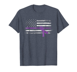 Pancreatic Cancer Awareness American Flag T-Shirt