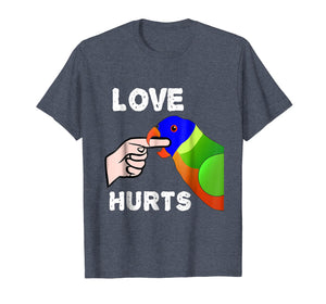 Love Hurts Lorikeet Parrot Biting T-shirt Valentine's Day