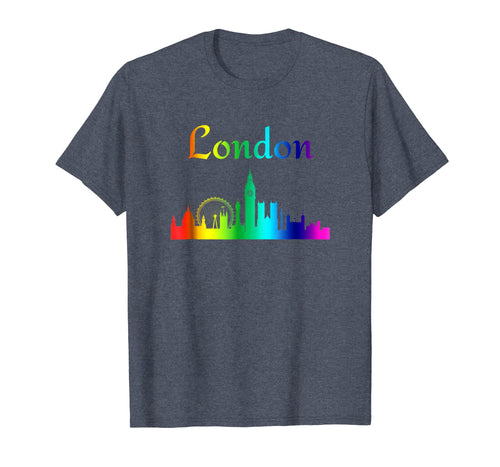 Vintage London Rainbow Skyline Souvenir T Shirt England Gift