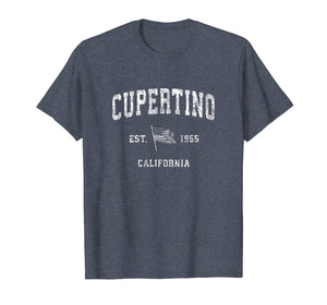 Cupertino California CA T-Shirt Vintage US Flag Sports Tee