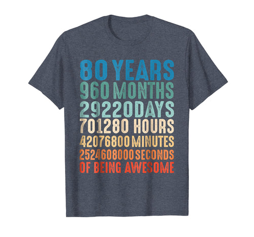 80 Years Old 80th Birthday Vintage Retro T Shirt 960 Months