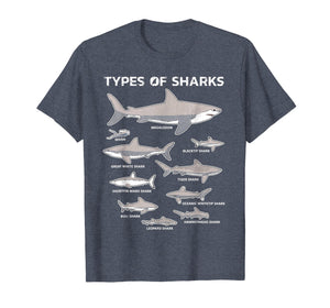 9 Types Of Sharks T-Shirt Educational Academic Ocean Tee