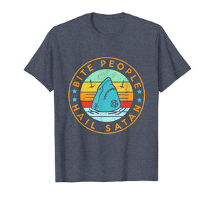 Bite People Hail Satan Shark Retro Vintage T-Shirt