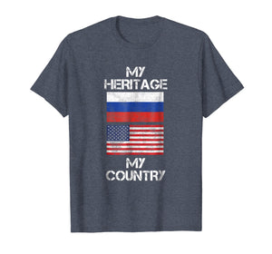 My Heritage My Country Russian American Russia Flag T-Shirt