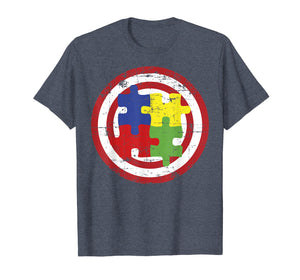 Autism Awareness Shirts Captain Autism Puzzle Piece T Shirt