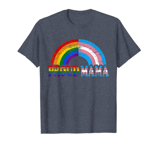 Vintage proud mama flag Rainbow LGBT Transgender pride month T-Shirt