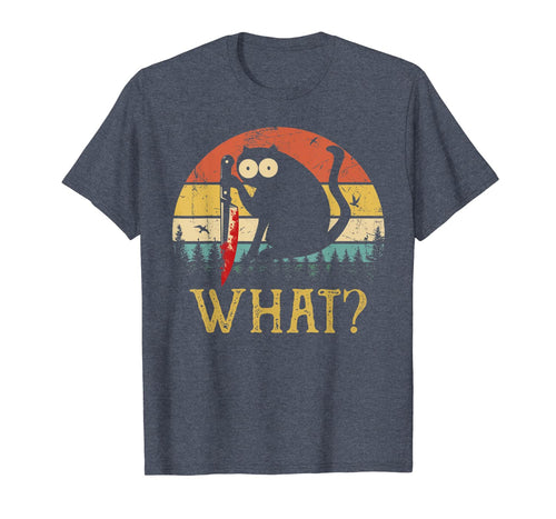 Cat What Knife Funny Murderous Black Cat Vintage Halloween T-Shirt