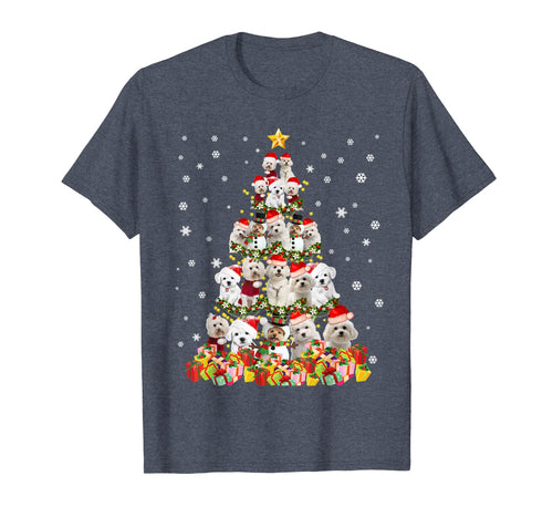 Cute Maltese Dog Christmas Tree Shirt Funny Xmas Tree Gift T-Shirt
