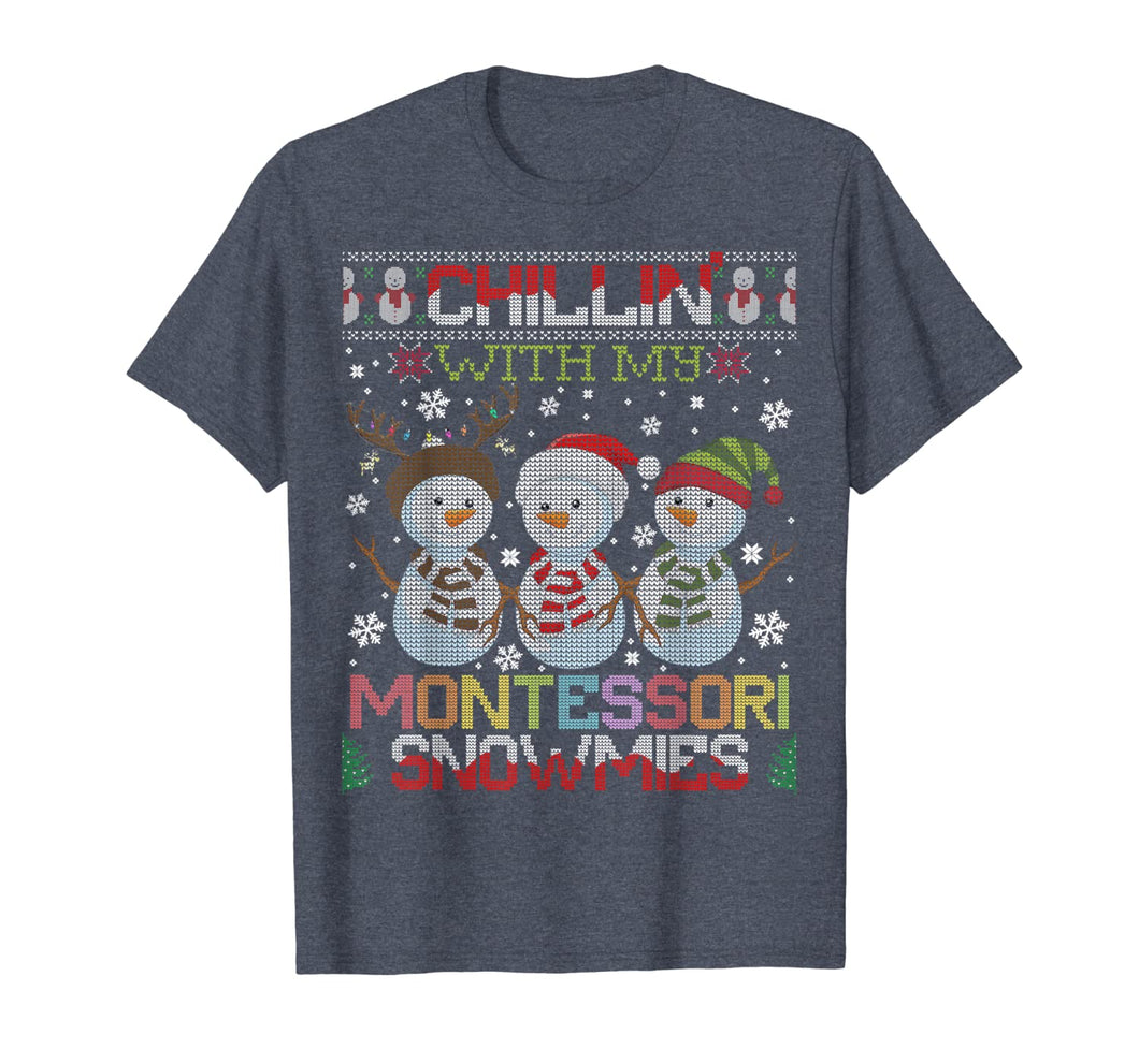 Cute Chillin With My Snowmies Montessori Teacher Xmas T-Shirt