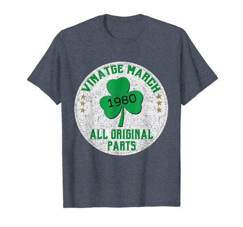 Vintage March 1980 St Patrick's Day Shamrock 40th Birthday T-Shirt-895102