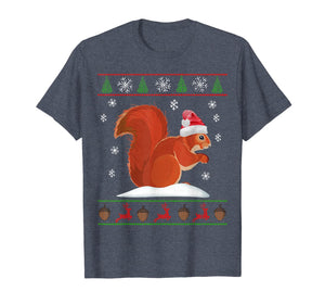 Cute Squirrel Santa's Hat Ugly Christmas Sweater Tee Xmas T-Shirt