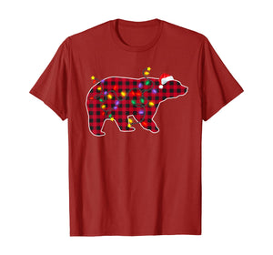 Christmas Decorations Red Plaid Buffalo Bear Xmas Pajamas T-Shirt