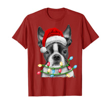 Load image into Gallery viewer, Boston Terrier Santa Christmas Tree Lights Xmas Gifts Boys T-Shirt
