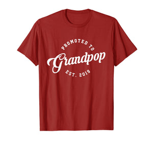 Mens Promoted To Grandpop EST 2019 T Shirt New Grandpa Gift