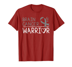Brain Cancer Warrior T-Shirt Gray Awareness Ribbon