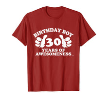 Load image into Gallery viewer, Mens Birthday Boy, 30 Years of Awesomeness, 30th Birthday T-Shirt
