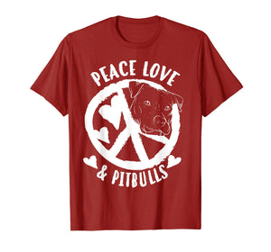 Cute Peace Love & Pitbulls Men And Women Gift T-Shirt