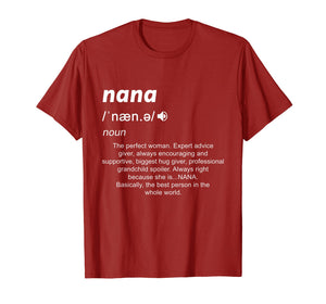 Definition Mama Nana Funny Birthday Mothers Day Gift Shirt