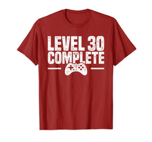 Load image into Gallery viewer, Level 30 Complete - Gamer 30th Birthday Gift T-Shirt
