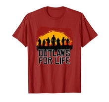 Load image into Gallery viewer, Outlaws For Life Tshirt Red Sunset Cowboys Redemptions RDR2
