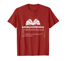 Load image into Gallery viewer, Abibliophobia Shirt | Book Hangover Lover Reading Nerd Tee
