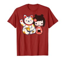 Load image into Gallery viewer, Maneki Neko Lucky Beckoning Cat with cute girl t-shirt
